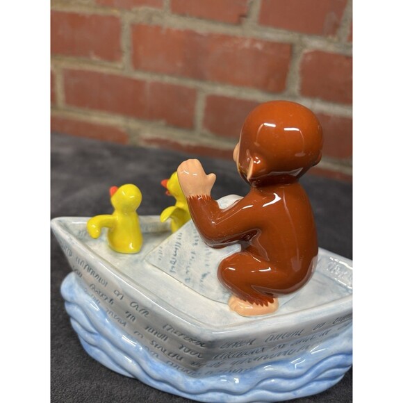 Vintage 90s 1997 Curious George Ceramic Windup Musical Figurine Music Box - Picture 8 of 8